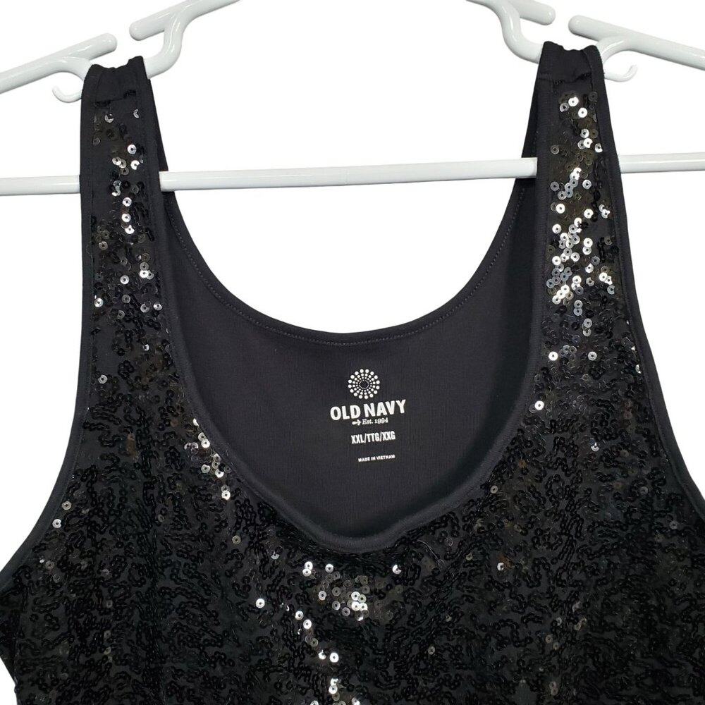 Old Navy Womens XXL Top Tank Sequin Scoop Sparkly Party Wear Lightweight Layer - Picture 4 of 10